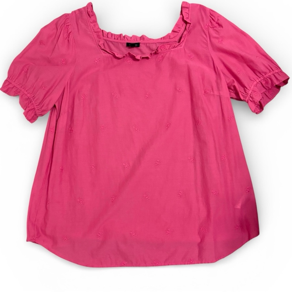 ✨Talbots Fuchsia Embroidered Ruffle Blouse | Bold & Feminine | Size XL - Picture 5 of 9